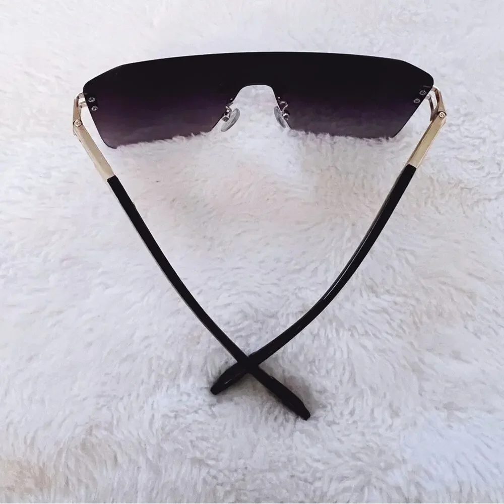 Sadie Black Oversized Rimless Flat-Top Sunglasses